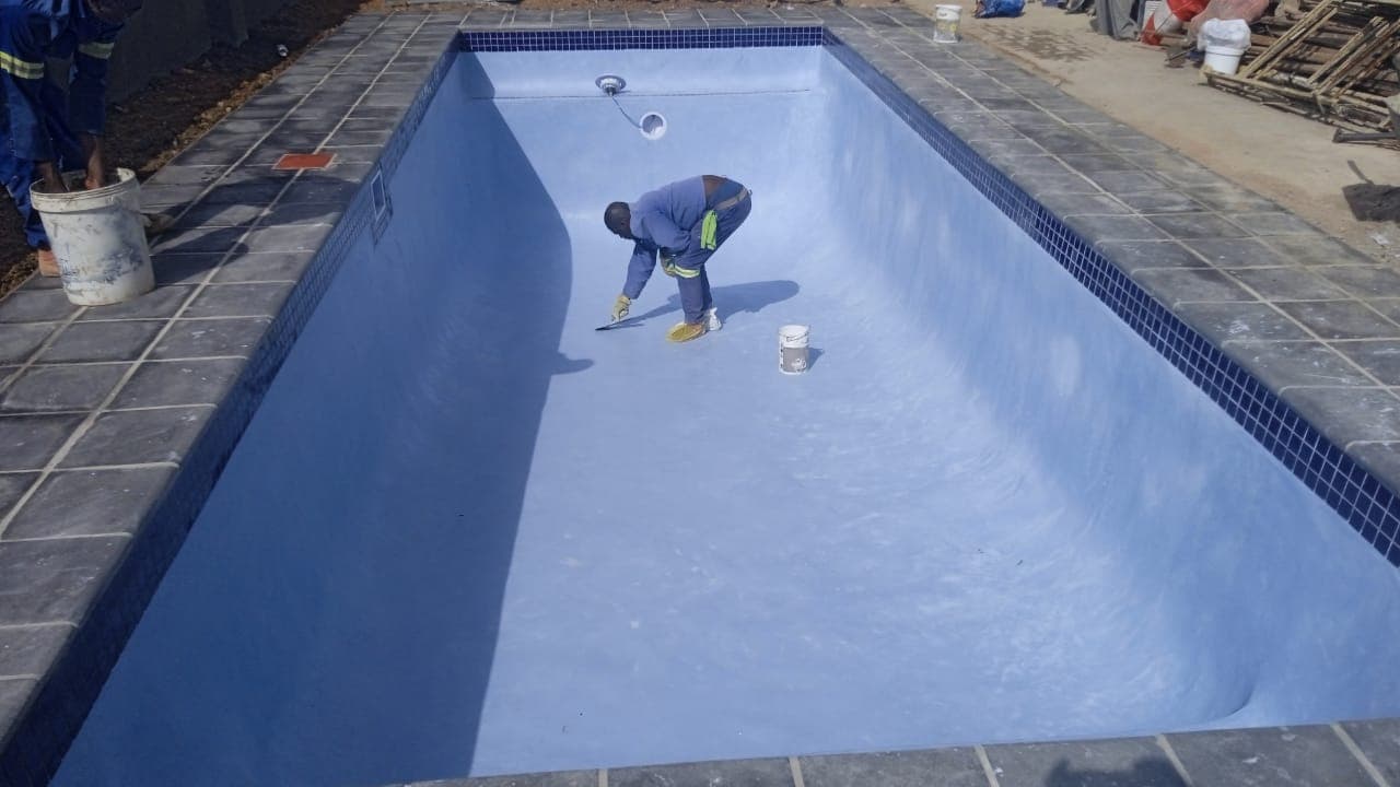 Pool during renovation and waterproofing